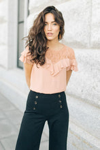Load image into Gallery viewer, Ansley Lace Ruffle Sleeve Top