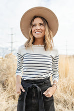 Load image into Gallery viewer, Ruffle Neck Striped Top