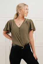 Load image into Gallery viewer, Gracyn Button Down Blouse in Olive