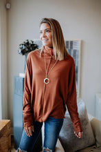 Load image into Gallery viewer, Dolman Cowl Neck Top in Rust