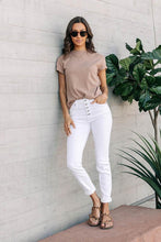 Load image into Gallery viewer, Selena Rolled Sleeve Tee in Tan