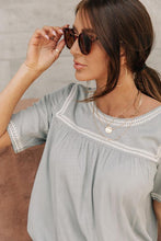 Load image into Gallery viewer, Nalei Embroidered Trim Top in Sage