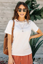 Load image into Gallery viewer, Colorful Collar Stitch Tee in White