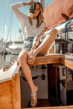 Load image into Gallery viewer, Birdie Retro Striped Mock Neck Top