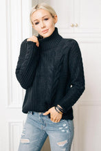 Load image into Gallery viewer, Softly Structured Cable Knit Sweater in Black
