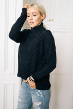 Load image into Gallery viewer, Softly Structured Cable Knit Sweater in Black

