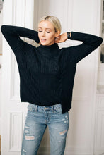 Load image into Gallery viewer, Softly Structured Cable Knit Sweater in Black
