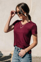 Load image into Gallery viewer, Essentials V Neck Tee in Berry
