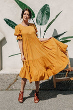 Load image into Gallery viewer, Sunshine Tiered Midi Dress in Honey
