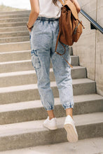 Load image into Gallery viewer, Luna Denim Cargo Joggers in Light Wash
