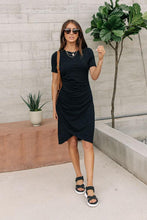 Load image into Gallery viewer, Ruched Side Dress in Black
