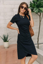 Load image into Gallery viewer, Ruched Side Dress in Black
