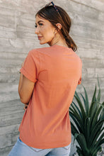 Load image into Gallery viewer, Colorful Collar Stitch Tee in Coral
