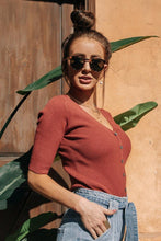 Load image into Gallery viewer, Rebecca Button Down Top in Rust
