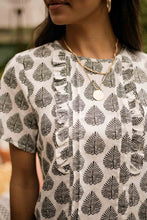 Load image into Gallery viewer, Leaf Print Ruffle Top in Ivory
