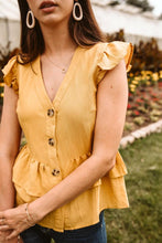 Load image into Gallery viewer, Venice Ruffle Top in Mustard
