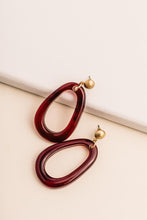Load image into Gallery viewer, Oval Drop Earrings in Burgundy

