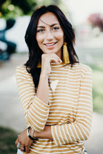 Load image into Gallery viewer, This Chic Mustard and Ivory Mock Neck Top - FINAL SALE
