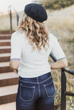 Load image into Gallery viewer, Cruz Stripe Trim Sweater in White
